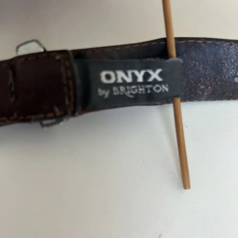 Brighton Onyx Golf Belt Mens Leather Golfer Concho Brown Black Size 38 12000